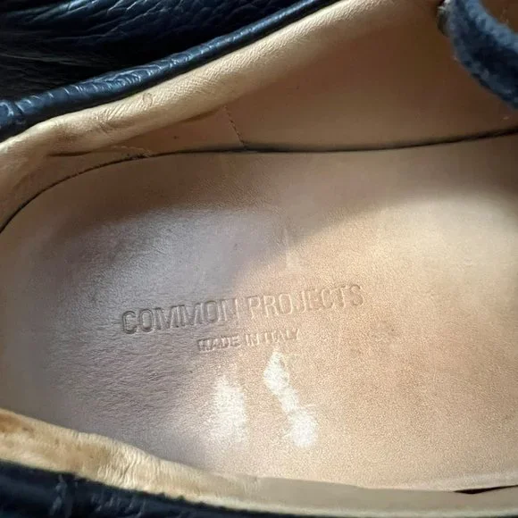 Common Projects Mens Black Premium Archilles Low Top Leather Sneaker Size 40